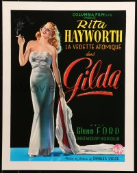 3b1239 GILDA 15x20 REPRO poster 1990s sexy smoking Rita Hayworth full-length in sheath dress