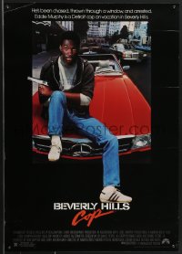 3b1278 BEVERLY HILLS COP 17x24 special poster 1984 Eddie Murphy sitting on red Mercedes, rare!