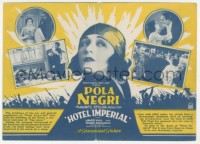 3b0716 HOTEL IMPERIAL herald 1927 Pola Negri, Mauritz Stiller, pictorial magnificence, rare!