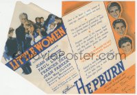 3b0721 LITTLE WOMEN die-cut herald 1933 Katharine Hepburn, Joan Bennett, Dee, Alcott, ultra rare!