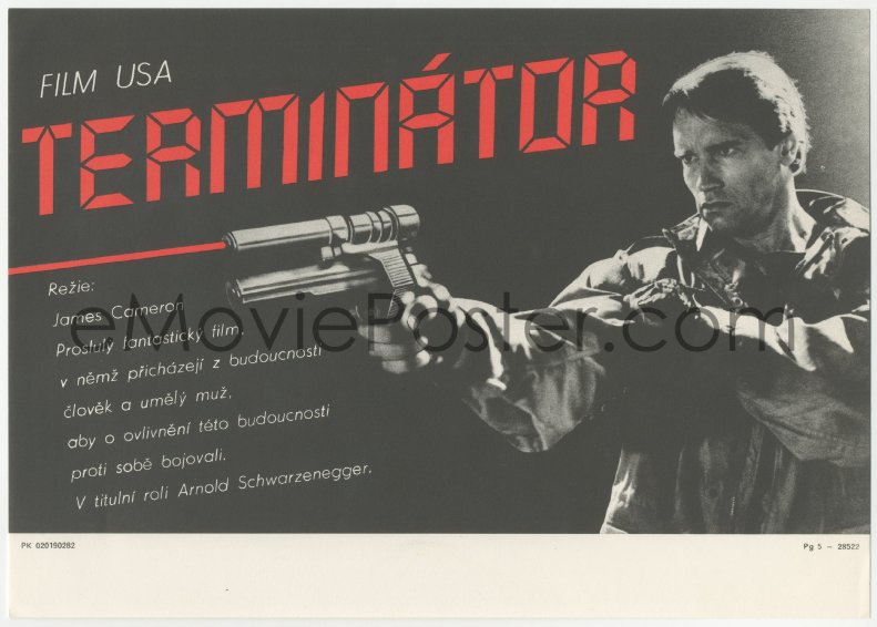 eMoviePoster.com: 3b0241 TERMINATOR Czech 8x12 1990 different image of  classic cyborg Arnold Schwarzenegger!