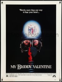 3d1242 MY BLOODY VALENTINE 30x40 1981 gas mask, there's more than one way to lose your heart, rare!