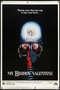 3d0355 MY BLOODY VALENTINE 40x60 1981 gas mask, there's more than one way to lose your heart, rare!