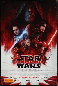 3d1575 LAST JEDI advance DS Aust 1sh 2017 Star Wars, incredible sci-fi image of Hamill, Driver & Ridley!