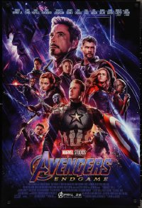 3d1282 AVENGERS: ENDGAME advance DS 1sh 2019 Marvel Comics, cool montage with Hemsworth & top cast!