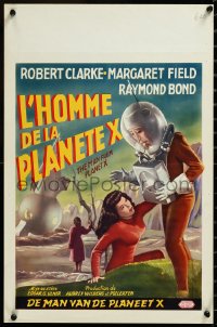 3d1595 MAN FROM PLANET X Belgian 1951 Edgar Ulmer, cool different art of space man & sexy girl!