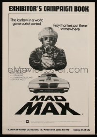 3d0442 MAD MAX English pressbook 1980 Miller, different art of Mel Gibson by Beauvais, ultra rare!