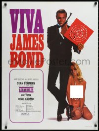 3d1580 GOLDFINGER French 24x32 R1970 art of Sean Connery as James Bond with near-naked woman!