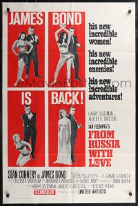 3d0546 FROM RUSSIA WITH LOVE style B 1sh 1964 Sean Connery as Ian Fleming's James Bond is back!