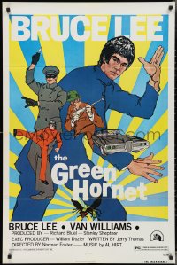 3d0554 GREEN HORNET 1sh 1974 cool art of Van Williams & giant Bruce Lee as Kato with white title!