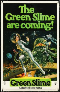 3d0147 GREEN SLIME linen 1sh 1969 classic cheesy sci-fi movie, Livoti art of sexy astronaut & monster!