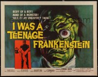 3d1797 I WAS A TEENAGE FRANKENSTEIN 1/2sh 1957 wonderful close up art of wacky monster, rare!