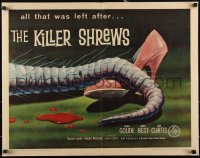 3d1798 KILLER SHREWS 1/2sh 1959 classic horror art of all that was left after the monster attack!