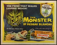 3d1807 MONSTER OF PIEDRAS BLANCAS 1/2sh 1959 art of fiend that walks Lovers' Beach & sexy girl!