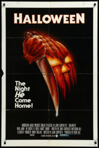 3d0558 HALLOWEEN 1sh 1978 John Carpenter classic, great Bob Gleason art with green ratings box!