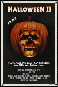 3d1356 HALLOWEEN II 1sh 1981 cool jack-o-lantern skull image, more of the night HE came home!