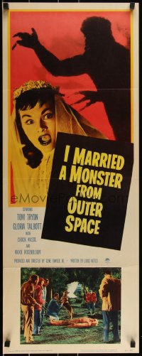 3d1861 I MARRIED A MONSTER FROM OUTER SPACE insert 1958 great image of Gloria Talbott & alien shadow!