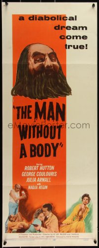 3d1875 MAN WITHOUT A BODY insert 1957 wacky horror, a diabolical dream come true, very rare!