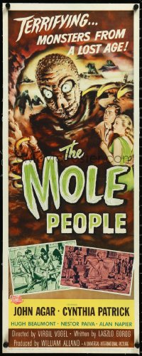 3d0249 MOLE PEOPLE linen insert 1956 cool Joseph Smith art of terrifying monsters from a lost age!