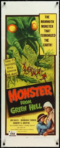 3d0250 MONSTER FROM GREEN HELL linen insert 1957 art of mammoth monster that terrorized Earth, rare!