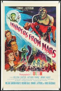 3d0159 INVADERS FROM MARS linen 1sh R1955 classic, hordes of green monsters from outer space!