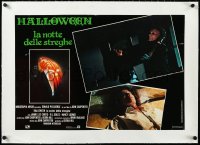 3d0319 HALLOWEEN linen Italian 18x27 pbusta 1979 great images of Jamie Lee Curtis & Michael Myers!