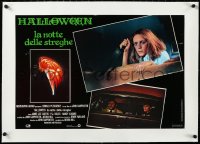 3d0318 HALLOWEEN linen Italian 18x27 pbusta 1979 c/u of Jamie Lee Curtis with knife, Gleason art!