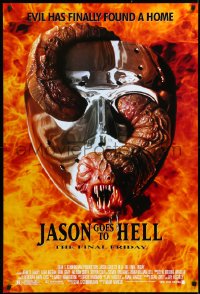 3d1378 JASON GOES TO HELL 1sh 1993 Friday the 13th, creepy worm w/teeth in mask image!