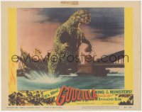 3d0959 GODZILLA LC #6 1956 cool image of Gojira in water destroying bridge, rubbery monster classic!