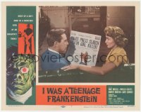 3d0779 I WAS A TEENAGE FRANKENSTEIN LC #1 1957 Whit Bissell shows Phyllis Coates shocking headline!