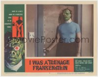 3d0773 I WAS A TEENAGE FRANKENSTEIN LC #4 1957 great close up of wacky monster opening door!