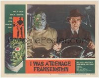 3d0776 I WAS A TEENAGE FRANKENSTEIN LC #7 1957 close up of wacky monster with Whit Bissell in car!