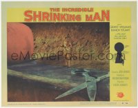 3d0787 INCREDIBLE SHRINKING MAN LC #3 1957 tiny Grant Williams by giant yarn ball & scissors!