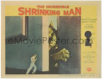 3d0783 INCREDIBLE SHRINKING MAN LC #4 1957 great fx image of tiny man shutting door on giant cat!