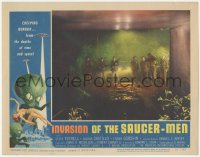 3d0811 INVASION OF THE SAUCER MEN LC #7 1957 soldiers with rifles in tunnel, wonderful border art!