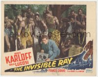 3d0967 INVISIBLE RAY LC #6 R1948 lots of African native men watch Boris Karloff using his device!