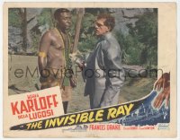 3d0965 INVISIBLE RAY LC #8 R1948 c/u of Boris Karloff holding strange device by African native man!