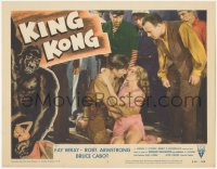 3d0973 KING KONG LC #2 R1956 Robert Armstrong looks at Bruce Cabot holding beautiful Fay Wray!