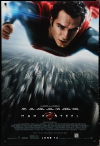 3d1406 MAN OF STEEL advance DS 1sh 2013 Henry Cavill in the title role as Superman flying!