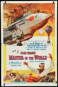 3d0598 MASTER OF THE WORLD 1sh 1961 Jules Verne, Vincent Price, cool art of enormous flying machine!