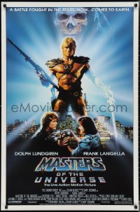 3d1409 MASTERS OF THE UNIVERSE 1sh 1987 image of Dolph Lundgren as He-Man & Langella as Skeletor!