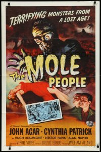 3d0603 MOLE PEOPLE 1sh 1956 Joseph Smith art of the horror crawling from depths of the Earth!