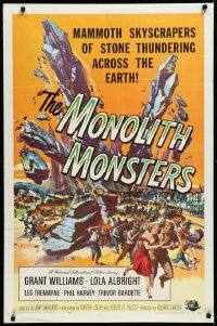 3d0604 MONOLITH MONSTERS 1sh 1957 classic Reynold Brown sci-fi art of living skyscrapers!