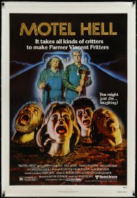 3d0169 MOTEL HELL linen 1sh 1980 it takes all kinds of critters to make Farmer Vincent Fritters!