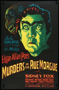 3d1613 MURDERS IN THE RUE MORGUE S2 poster 2000 great horror art of spookiest Bela Lugosi & ape!