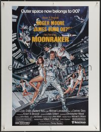 3d1677 MOONRAKER 21x27 special poster 1979 art of Roger Moore as Bond & Lois Chiles in space by Goozee!