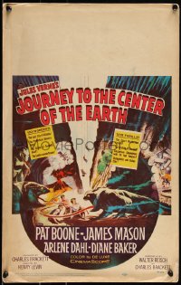 3d0088 JOURNEY TO THE CENTER OF THE EARTH WC 1959 Jules Verne, great sci-fi monster artwork!