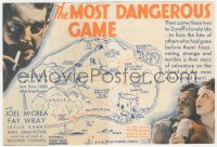 3d1192 MOST DANGEROUS GAME herald 1932 Irving Pichel & Ernest B. Schoedsack, Fay Wray, McCrea, rare!