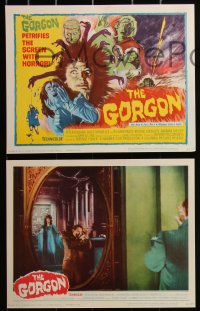 3d1077 GORGON 8 LCs 1965 Peter Cushing, Terence Fisher directed Hammer horror, wonderful TC art!