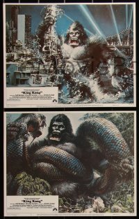 3d1098 KING KONG 8 LCs 1976 great images of sexy Jessica Lange & BIG Ape + Berkey artwork!